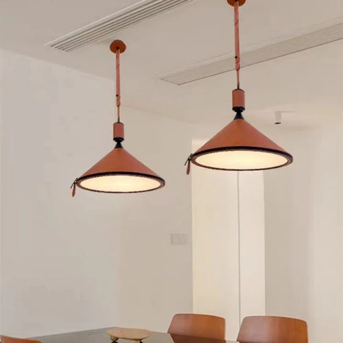 Artificial leather LED pendant light decorative fixture - vue 2 sur 15