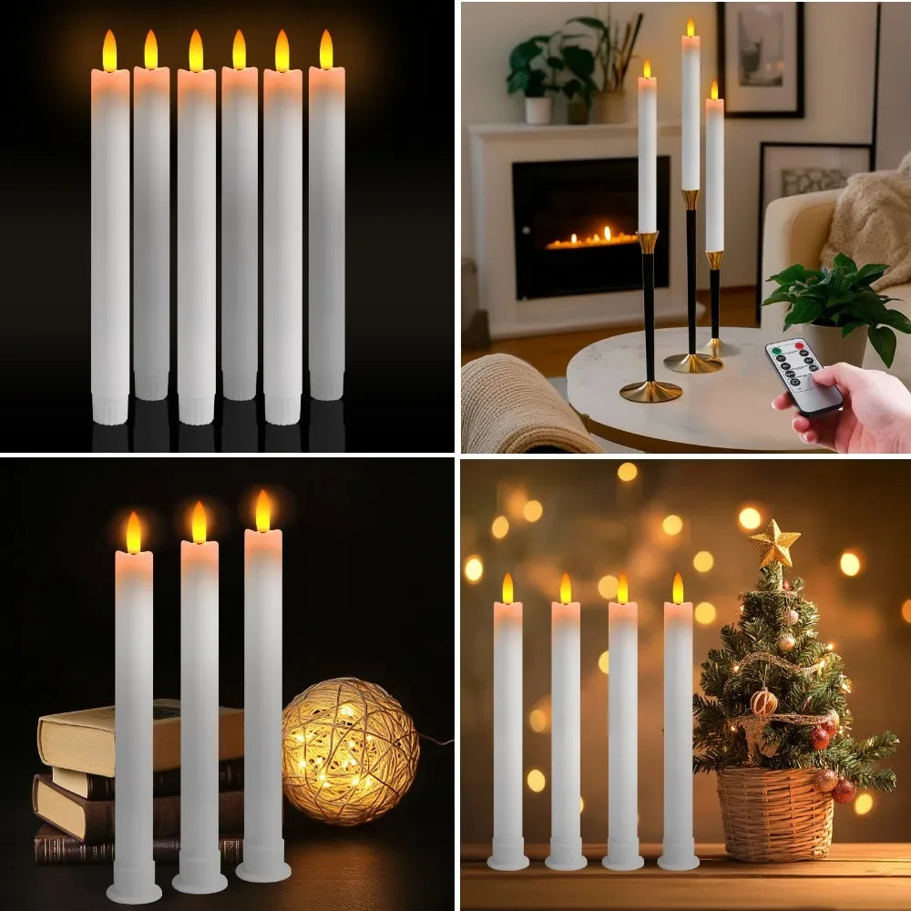 LED flickering taper candles with remote control for parties and occasions - vue 6 sur 8