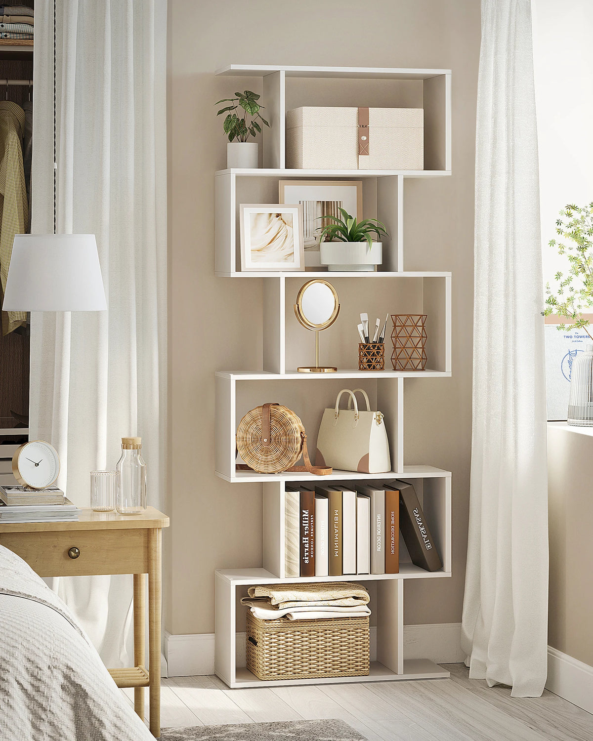VASAGLE Bookcase, 6 Tier Shelf, Storage Unit, Divider, for Living Room, Bedroom, Office - vue 3 sur 8