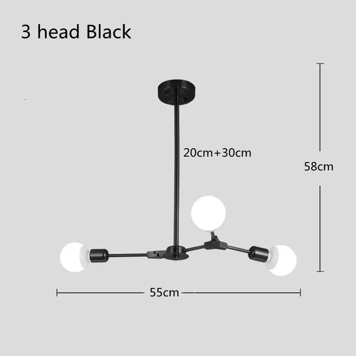 Modern Sputnik satellite chandelier with 3, 6 or 9 arms - vue 11 sur 12