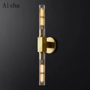 Retro double head minimalist glass wall light with stripes