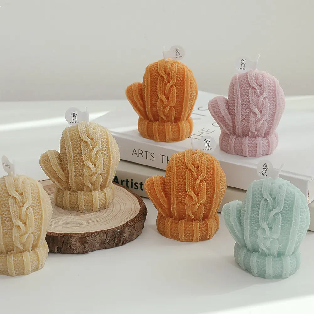 cute handmade glove shaped scented candle party decoration