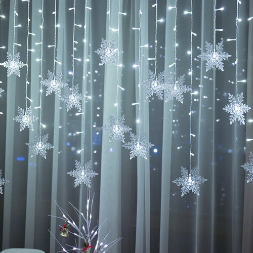LED snowflake string lights for party and Christmas decorations - vue 3 sur 12