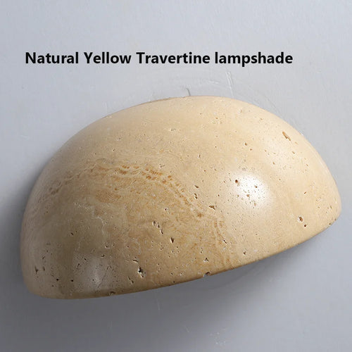 Retro semi-circular natural travertine LED wall light for decoration - vue 6 sur 9