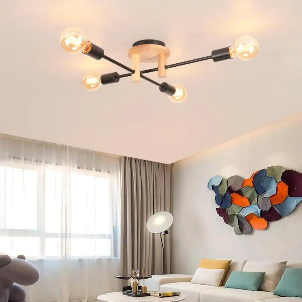 Modern wooden chandelier for indoor decoration - vue 4 sur 9