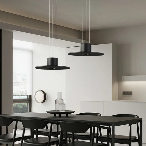 Minimalist adjustable height UFO LED pendant lamp - vue 3 sur 8