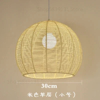 Modern Nordic LED pendant light in iron and hemp rope