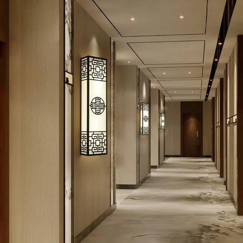Zen strip wall light in Chinese style for hotels and projects - vue 4 sur 8