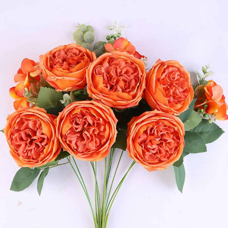 Artificial silk rose bouquet for home decoration - vue 6 sur 16