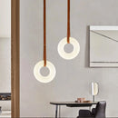 Luxury minimalist LED chandelier in copper and natural marble