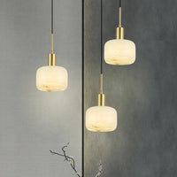 Modern marble and copper chandelier with elegant Nordic design