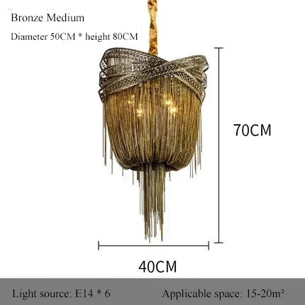 Industrial style aluminium pendant light with decorative tassels