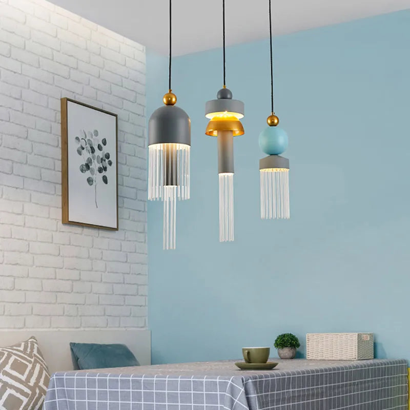 Modern nordic minimalist iron and glass pendant light
