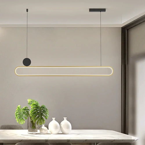 Nordic minimalist double ring LED pendant light for interiors - vue 4 sur 16