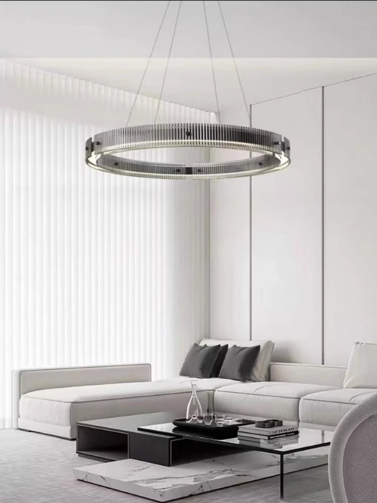 Minimalist circular glass pendant light creative aluminium design
