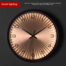 modern design wall clock in golden wood silent and creative