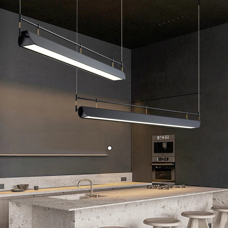 Nordic long designer pendant light for office and commercial spaces - vue 3 sur 9