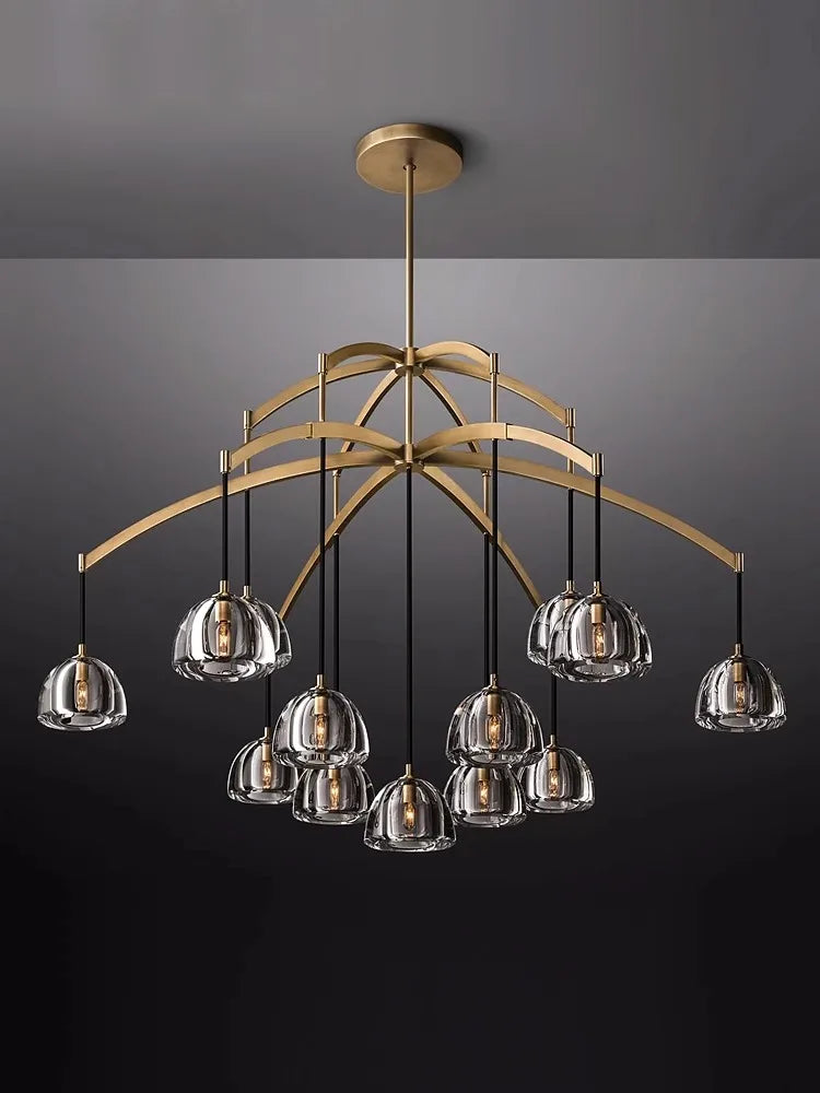 Vintage crystal and copper chandelier for indoor lighting