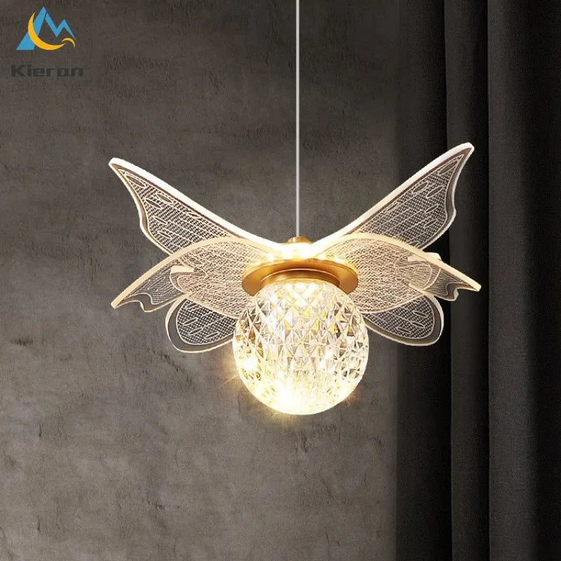 Modern gold glass flower pendant light