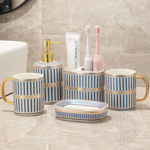 stylish and practical ceramic bathroom accessory set - vue 10 sur 17