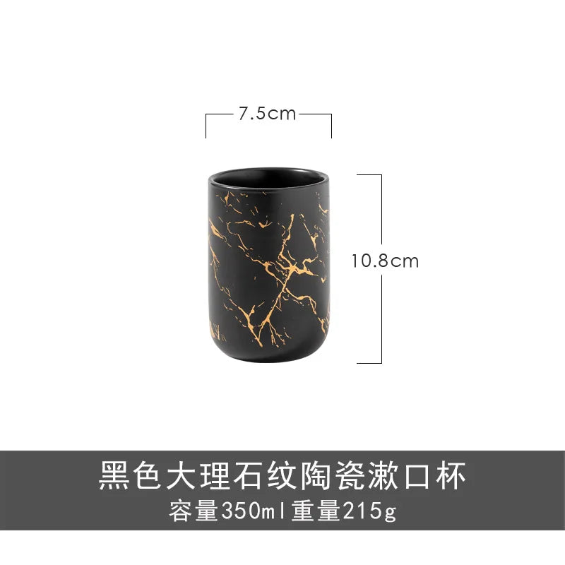 marbled ceramic bathroom and storage set - vue 11 sur 11