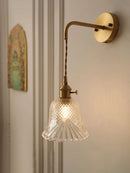Vintage glass wall light with brass socket