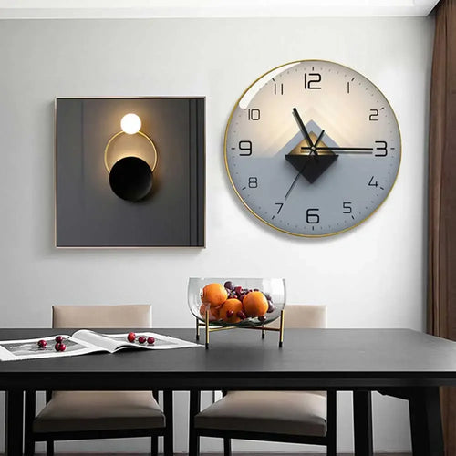 modern geometric design glass wall clock creative decorative - vue 6 sur 18