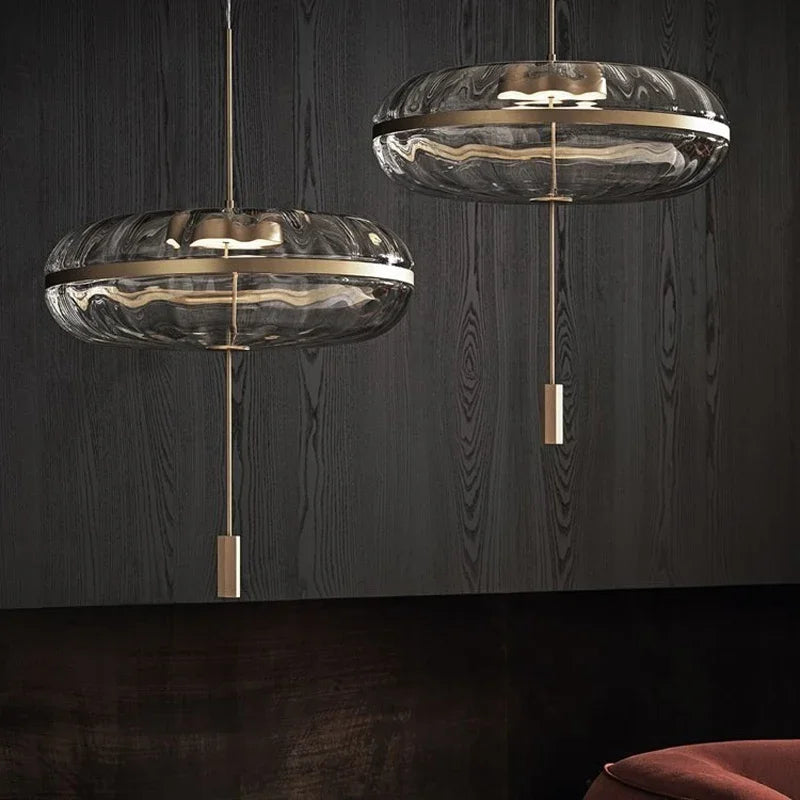 Post-modern luxury ripple glass pendant light