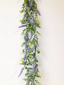Artificial eucalyptus plants and lavender flowers for decoration