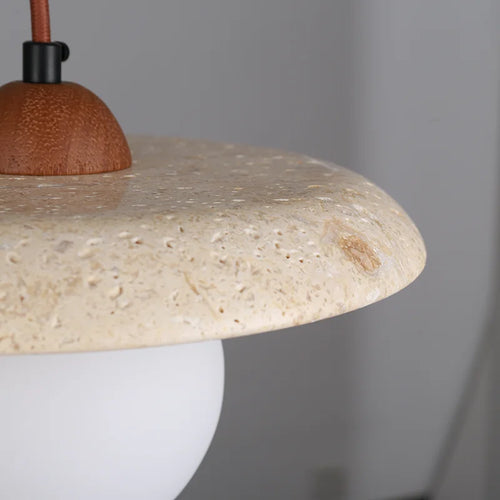Retro natural stone and vintage glass pendant light - vue 7 sur 6