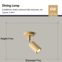 Adjustable nordic wooden rotating spotlight for cloakroom lighting