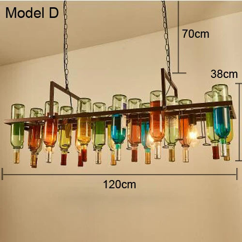Vintage glass wine bottle E27 LED pendant light for bar, cafe, restaurant - vue 10 sur 10