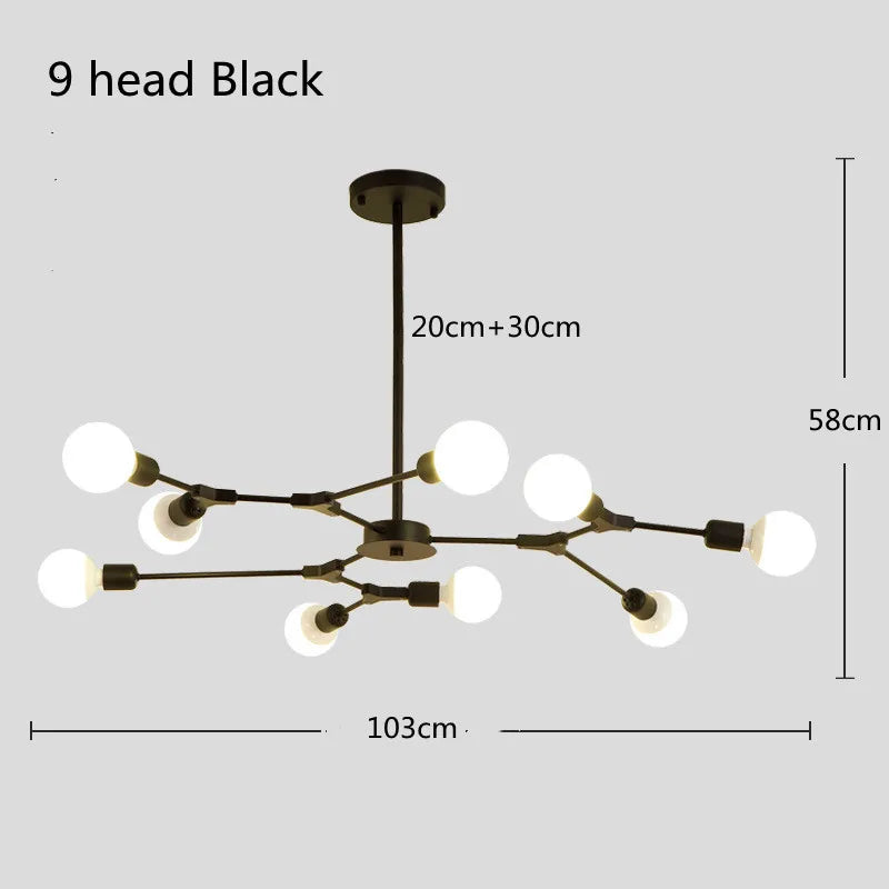 Modern Sputnik satellite chandelier with 3, 6 or 9 arms - vue 8 sur 12