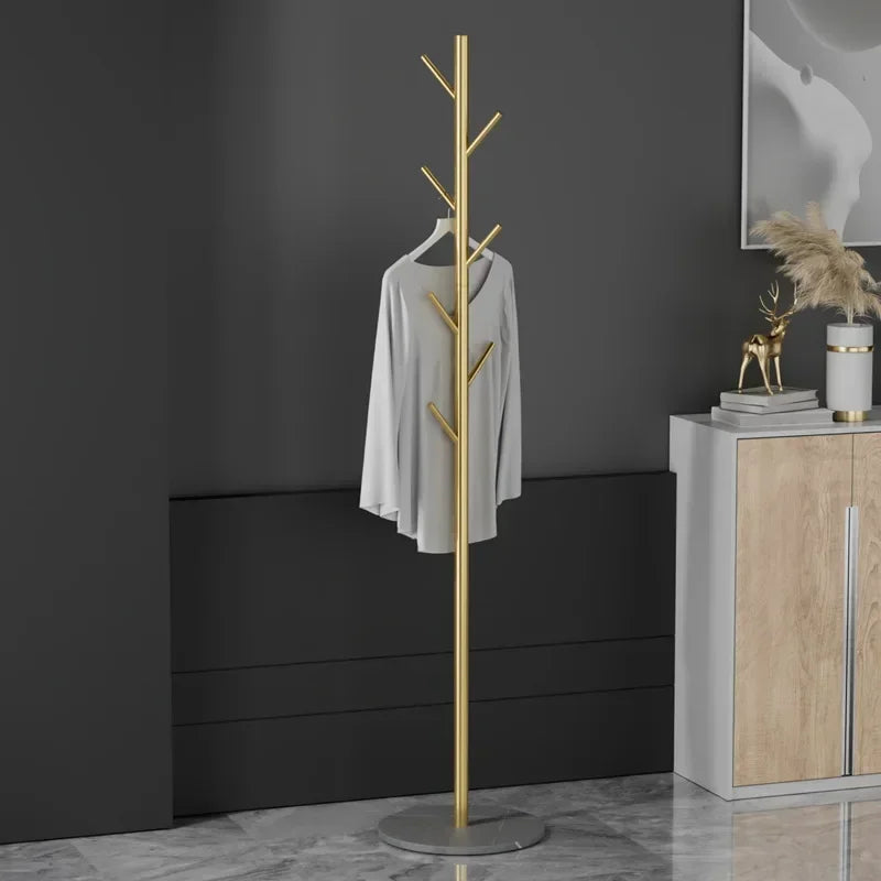 elegantly designed metal bag and clothes rack for practical storage