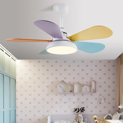 Modern LED ceiling fan pendant with remote control - vue 5 sur 8