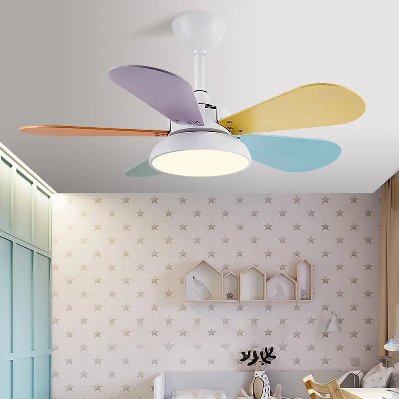 Modern LED ceiling fan pendant with remote control - vue 4 sur 8