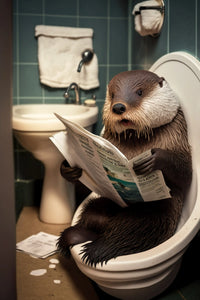 Humorous animal bathroom canvas wall art
