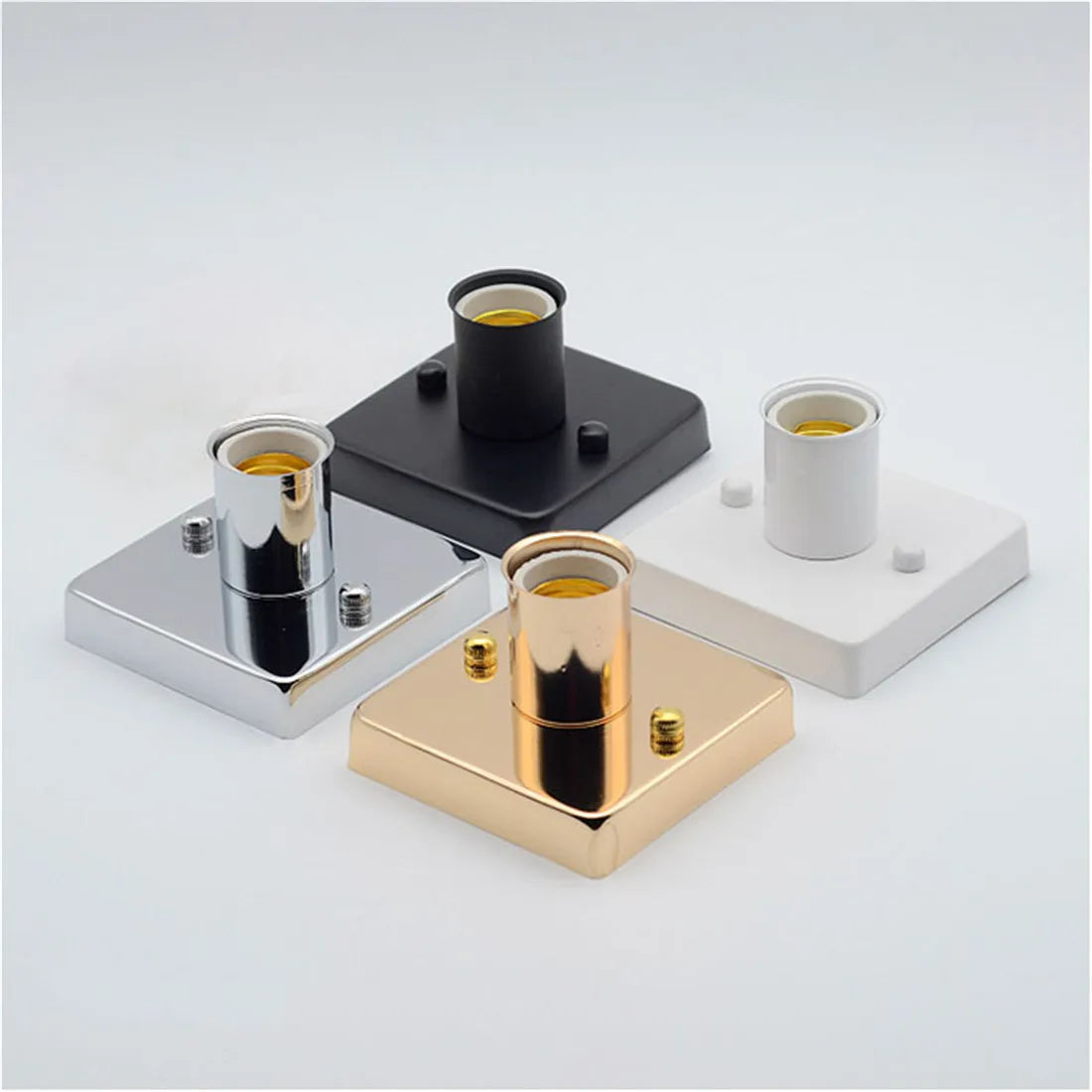 Mini recessed square ceiling light in ceramic and gold metal