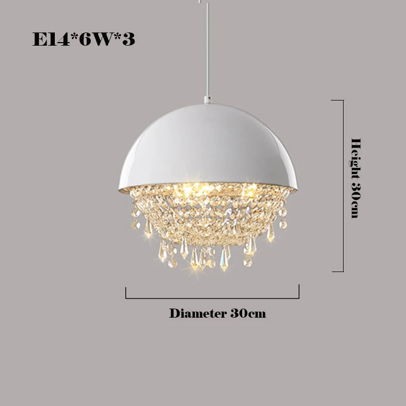 Creative crystal hemisphere black and white pendant light