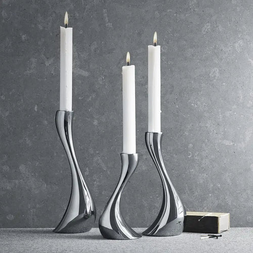 Curved abstract ceramic candle holder for artisan décor
