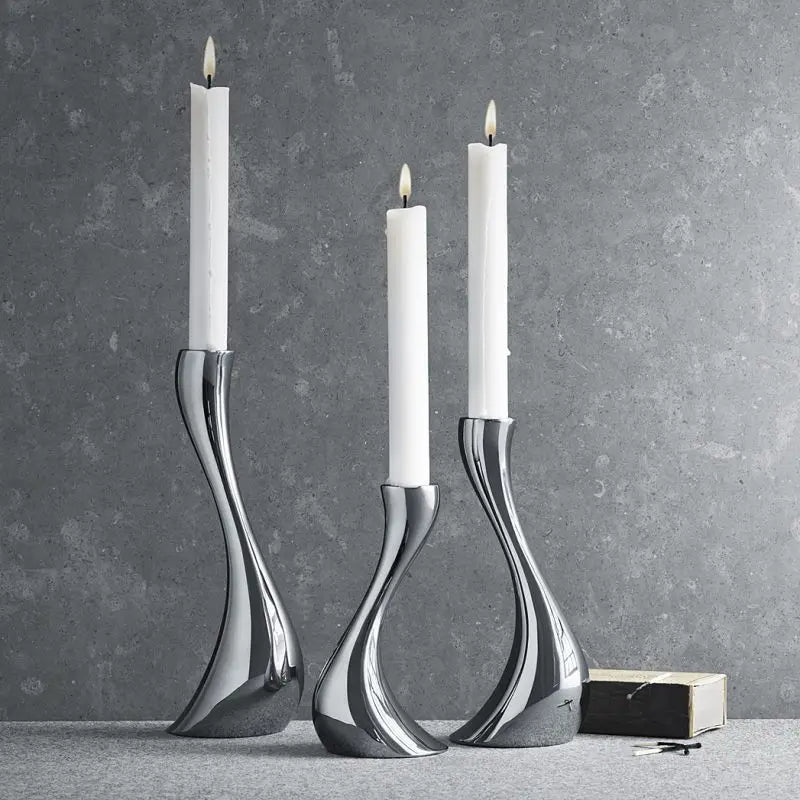 Curved abstract ceramic candle holder for artisan décor