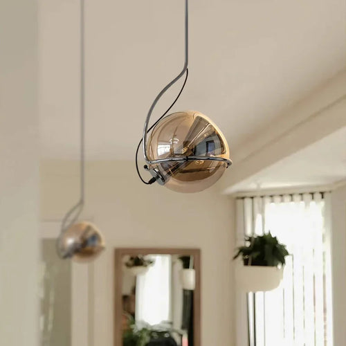 American retro amber glass chandelier for creative ambience - vue 6 sur 9
