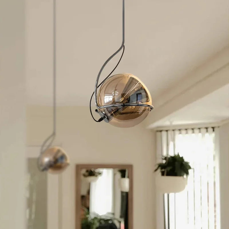 American retro amber glass chandelier for creative ambience - vue 5 sur 9