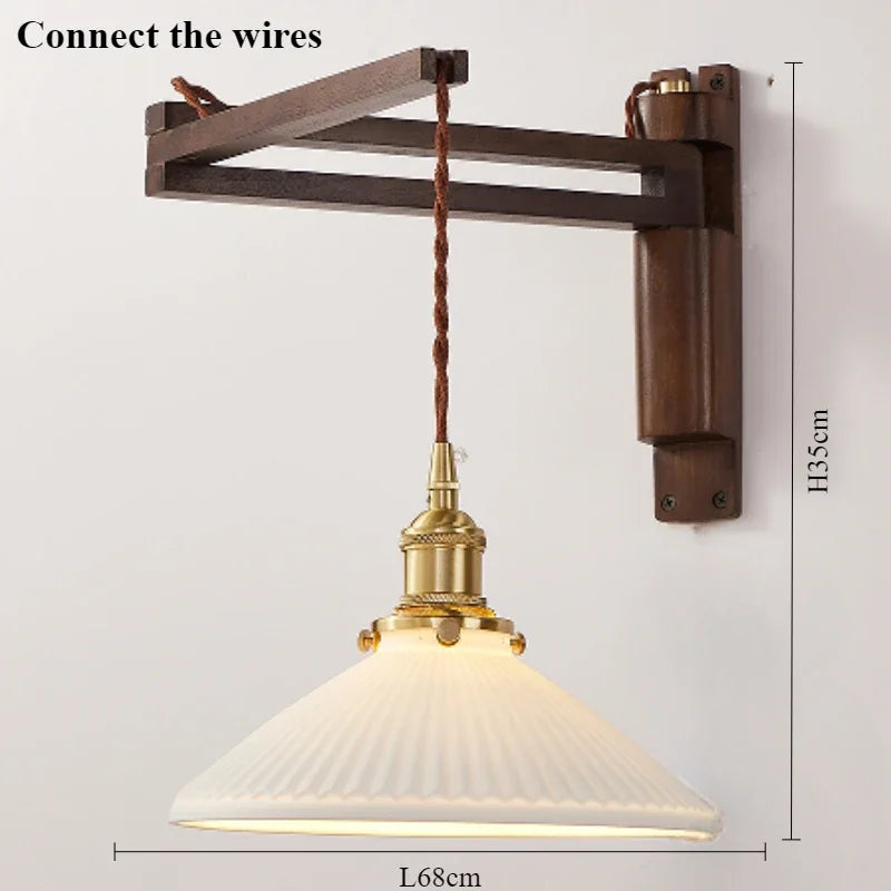 Modern walnut wood lamp with decorative LED light - vue 12 sur 21
