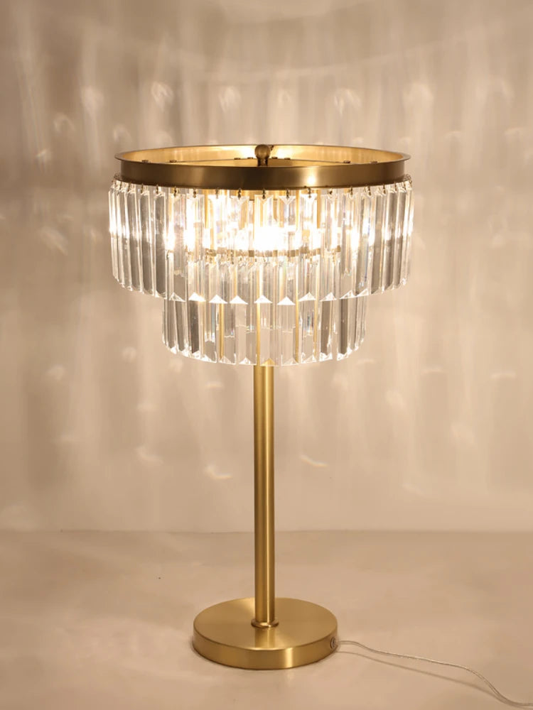 Modern luxury copper crystal desk lamp
