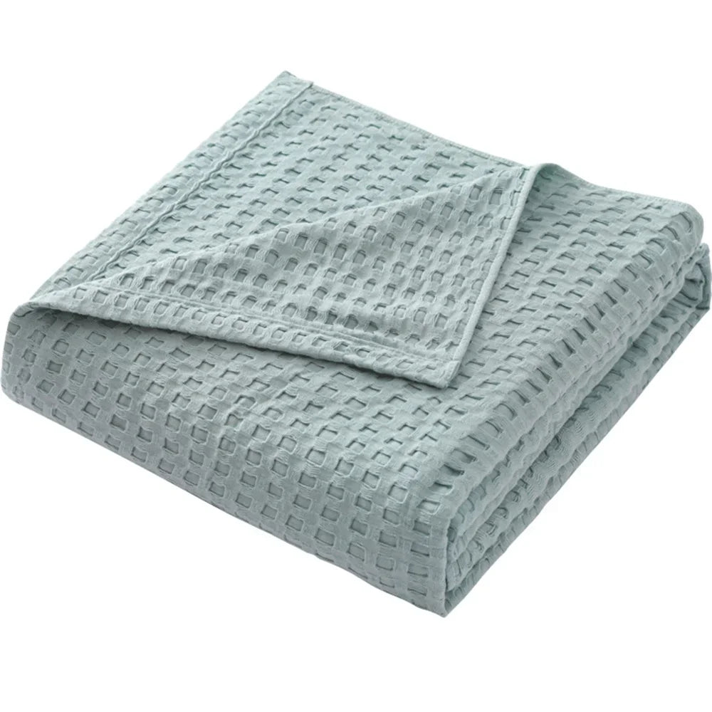 Lightweight soft waffle cotton throw for all seasons living room