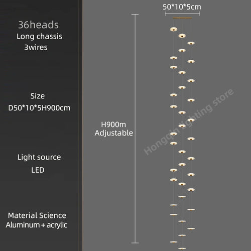 Modern LED chandelier for elegant indoor lighting - vue 26 sur 26