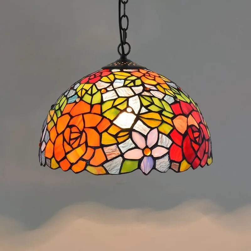 Lustre en verre coloré Tiffany rétro européen - vue 23 sur 29