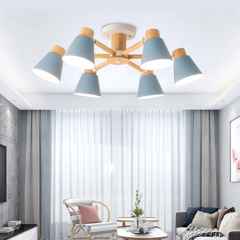 Nordic solid wood chandelier modern lighting for hotel and restaurant