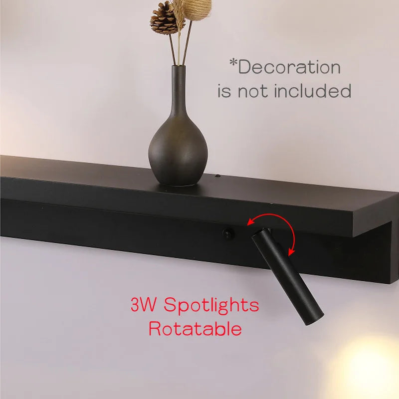 Bedside wall light with shelf 3W - vue 3 sur 14
